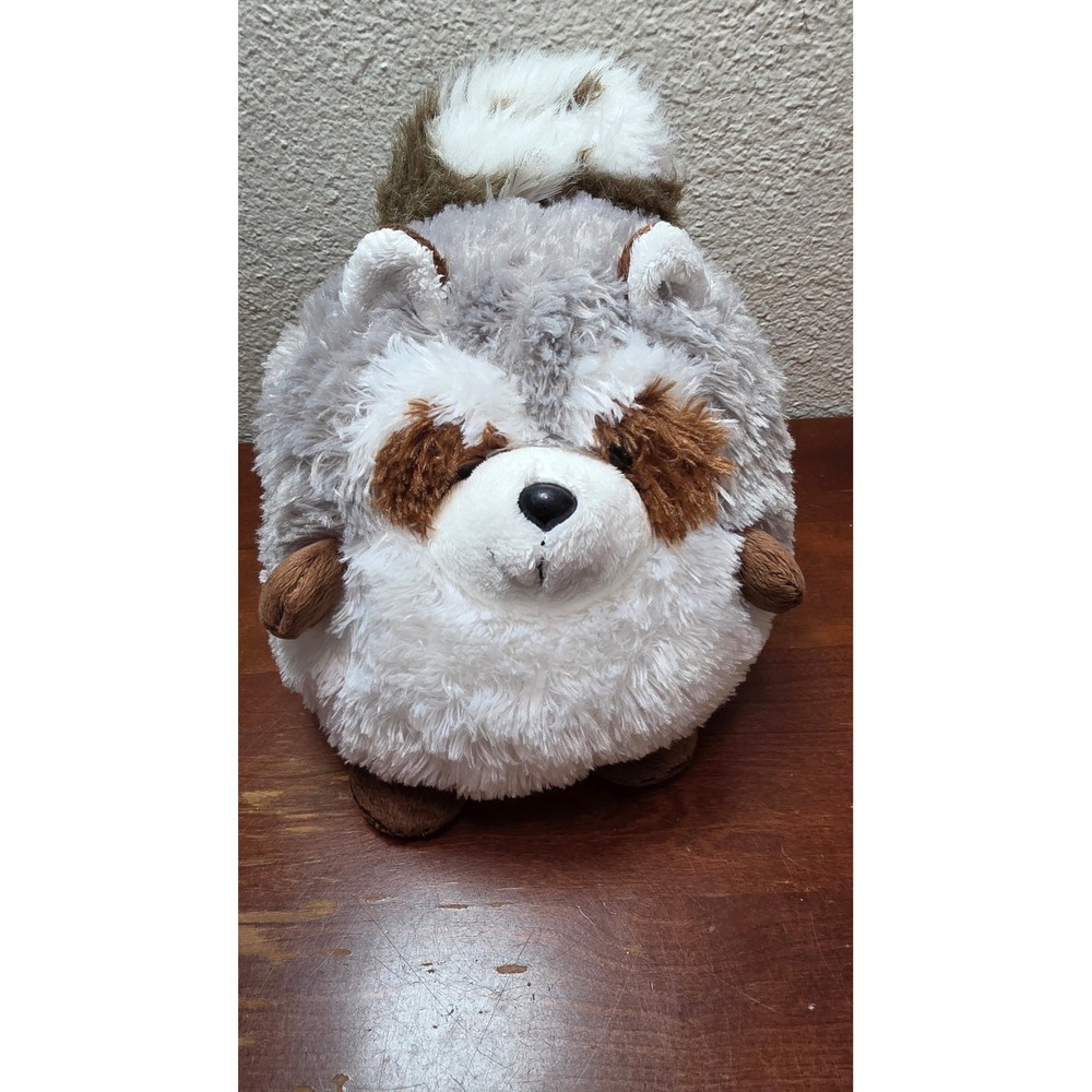 Squishable Raccoon Plush Round Stuffed Animal Grey White Brown 7 inch Toy